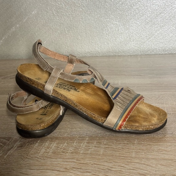 Naot Odelia Khaki Beige Combo Leather Ankle Strap SandalsSize 8 - Picture 11 of 11